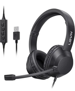 Levn Headset w/Mic, USB For Computer-Noise Canceling-Double Ear-zoom-audio - Picture 1 of 7