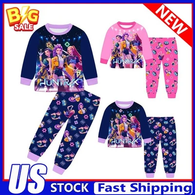 Niños Niños Niñas Cazadores de demonios Pijamas Top Pantalones Conjunto K-pop Ropa de dormir Conjunto de pijamas Foto 1 de 4