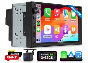 CAM+Doppel Din 7" IPS Android 14 Autoradio GPS Navi Navigation Apple CarPlay DSP - Bild 1 von 21