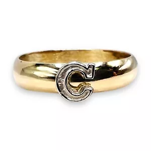 Anillo Oro Blanco 10k Letra Inicial "C" Banda Rellena Oro Amarillo 10k 3.5mm 5.75 - Imagen 1 de 13