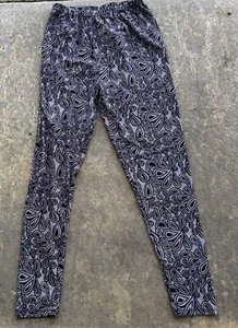 Design USA Girls Size X-Plus Leggings Black / White Pattern Print EUC - Picture 1 of 7