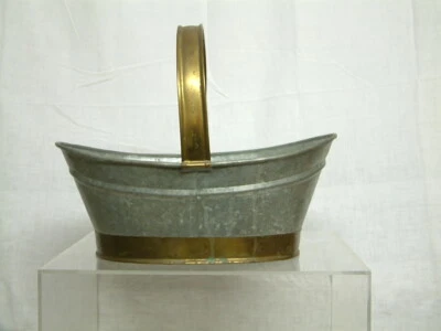 Henkel Wanne Korb Blech  Zinn Messing  Oster Nest Blumen Jardiniere Garden - Bild 1 von 4