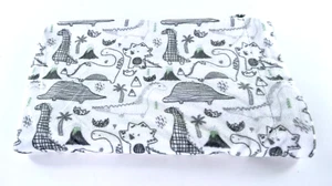 Lila & Jack Dinosaurs Baby Blanket Gray White Stripes Green Volcanos Excellent - Picture 1 of 10