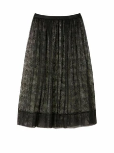 $68 NEW Victorias Secret Black SeeThrough Floral Lace Midi Skirt S/XS RARE N5085 - Picture 1 of 2