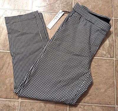 Nuevo Nicole Miller New York talla 12 pantalones cortos al tobillo ajustados negros blancos 2801 Foto 1 de 4