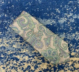Corbata de seda hecha a mano cachemira gris verde azul apacible condesa Mara - Imagen 1 de 5