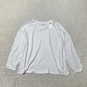 Eileen Fisher Linen Shirt Womens 1X White Crew Neck Long Sleeve Casual - Picture 1 of 12