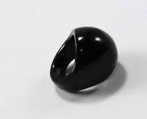 LALIQUE SCHWARZ KRISTALL CABOCHON GEWÖLBTES BAND COCKTAIL RING GRÖSSE US-5/T50/UK-J 1/2 - Bild 1 von 6