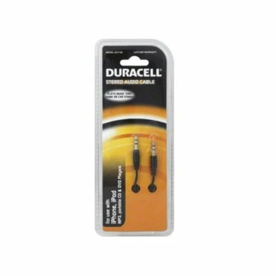 Duracell Stereo Audio AUX Cable 3.5mm 10ft Model DU7105 Apple IPOD IPHONE MP3 - Image 1 of 2