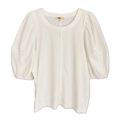 MADEWELL Puff-Sleeve Tee M White Crewneck Short Sleeve Top Relaxed B49 - Image 1 of 4
