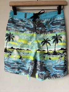NWT Boys Size 10 /25 Hurley Swim Board Shorts Trunks Blue Lazer Lace Up Vacation - Picture 1 of 5