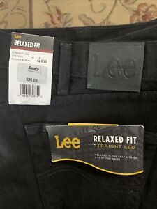 Lee Men's Relaxed Fit Straight Leg Jeans 42x30 Double Black 205-5508 NWT I2