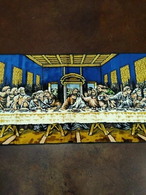 Vintage  Tapestry Of The Lord’s Last Supper For Wall Or Table 19 1/2 “ X 38” - Image 1 of 4