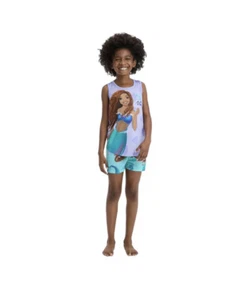 Girls Disney The Little Mermaid 2pc Short Sleeve Top and Shorts Pajama XS (4/5) - Picture 1 of 2