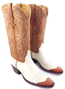 Stallion Women's Cowboy Boots 6.5 C Brown & White w/Lizard Toe Handmade In Texas