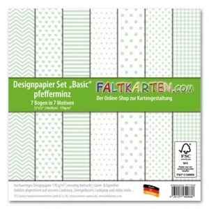 Designpapier 12"x12" 170gr "Basic Set" in pfefferminz - Bild 1 von 1