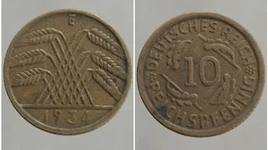 ALLEMAGNE 10 PFENNIG 1934 E Germany Deutchland - Picture 1 of 3
