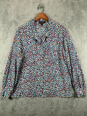 Blusa De Colección Haberdashery Leslie Fay Mujer 16 Púrpura Botón Geométrico Manga Larga Foto 1 de 4