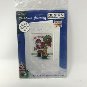 VTG Design Works Crafts Cross Stitch Kit Christmas Santa Puppy Card Kit # 5509 - Picture 1 of 2