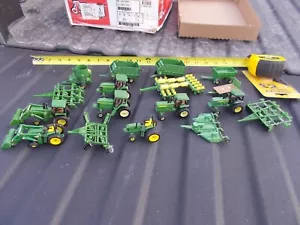 Lot of 17 Played with Ertl John Deere Tractors Implements 1/64 Scale. - Picture 1 of 12