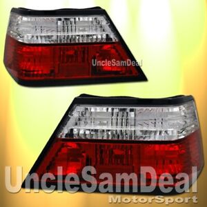 FOR 86-95 MERCEDES BENZ E-CLASS RED CLEAR LENS TAIL LIGHTS DIRECT FIT PAIR