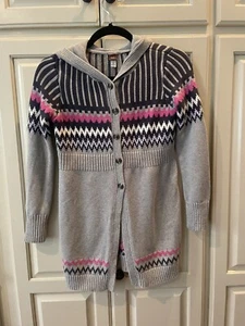 TEA COLLECTION Hoodie Cardigan Sweater - GRAY/HOT PINK NWT Girls L (8/10) - Picture 1 of 3