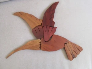 Hummingbird Wooden Wall Plaque Scroller Artwork   14" x 10.5 inches  - Picture 1 of 5