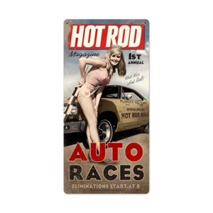 Hot Rod Magazine Plymouth Roadrunner Pace Car Pin Up USA Sign Blechschild Schild - Bild 1 von 1