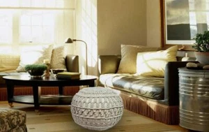 LIVINPARADISE | Macrame Designer Hand Knitted Pouf or Ottoman | 12x20 Inch d3 - Picture 1 of 1