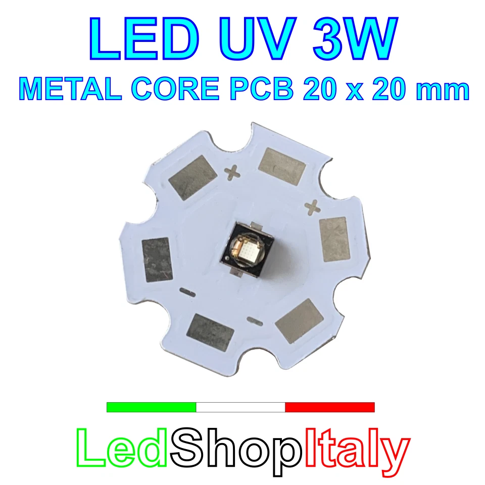 Lampada UV Diodo LED Chip UV 3W ultravioletto 385nm su schedina Alluminio - ITA - Immagine 1 di 1