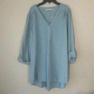 Soft Surroundings Damen Leinen Bluse Oberteil Tunika Gr. XL Damen Krempelärmel - Bild 1 von 7