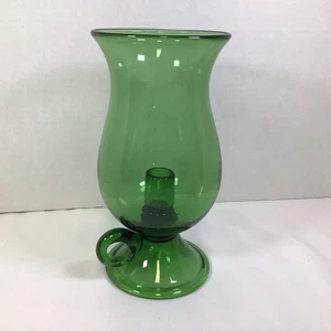 Vintage Italian Green Hand Blown Glass Hurricane Candle Holder 9.75” - Picture 1 of 4