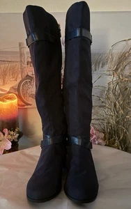 Botas de gamuza azules hasta la rodilla para mujer JustFab talla 8 hebillas y cremalleras gran otoño - Imagen 1 de 12