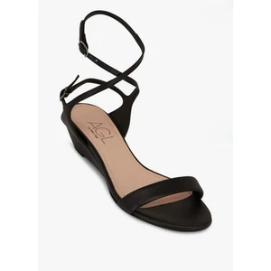 Nuevo AGL Wenda Correa de Tobillo de Cuero Negro Demi Wedge Talla 9/39 - Imagen 1 de 13