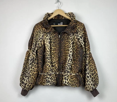Love Moschino Full Zip Jacket Women’s Size US12 Top Leopard Print Nylon Coat - Image 1 of 4