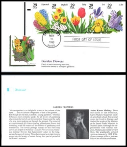 1993 Garden Flowers Tulip Lilac Daffodil Sc 2764a FDC Fleetwood premium cachet - Picture 1 of 1