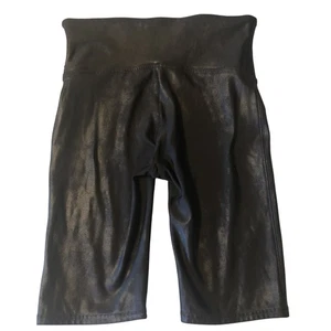 Spanx Bike Shorts Womens Medium Black Faux Leather High Rise Shapewear Bermuda - Picture 1 of 11