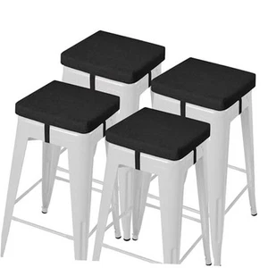 Anti-Slip Bar Stool Cushions Square Bar Stool Seat Cushions with Ties 4 Black - Picture 1 of 7