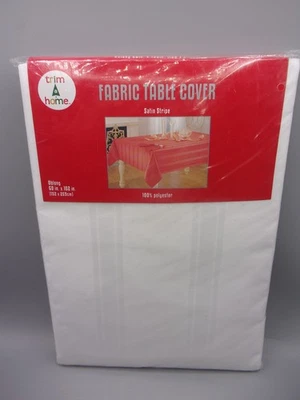 Vintage Trim A Home Fabric Table Cover Cloth -K Mart WHITE Oblong 60" x 102" NEW - Image 1 of 3