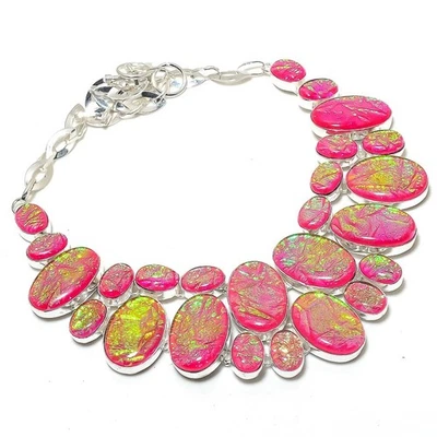 Pink Australian Triplet Opal 925 Sterling Silver Ethnic Jewelry Necklace 18" b13 - Image 1 of 4