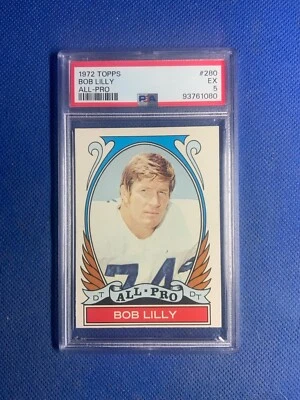 1972 TOPPS FOOTBALL ALL-PRO #280 BOB LILLY DALLAS COWBOYS HOF PSA 5 - Image 1 of 2