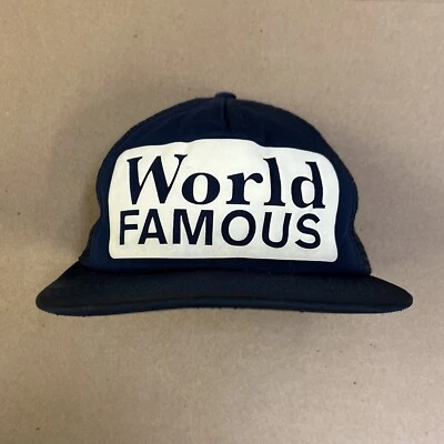 Pre Owned SS13 Supreme World Famous Navy Mesh Snapback Hat Cap Made in USA 2013 - Image 1 of 4