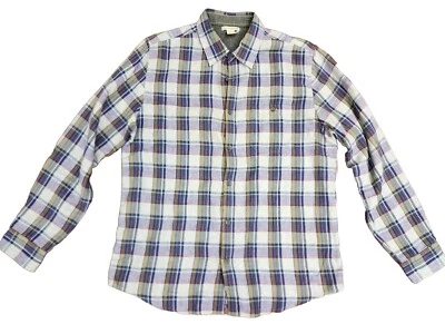 Carbon 2 Cobalt Shirt Mens M Multi Plaid Linen Blend Long Sleeve Button Down Euc - Image 1 of 4