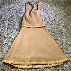 Color Block Womens Sun Dress Size S Brown Embroidered Racerback NWT - Picture 1 of 10