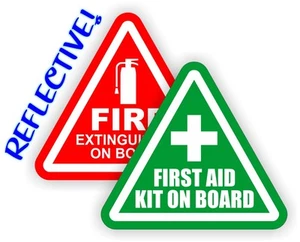 REFLECTIVE 3-inch Fire Extinguisher | FIrst Aid Kit on Board Decals Stickers 4x4 - Bild 1 von 1