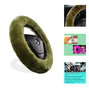Furry Fluffy Wool Sheepskin car Steering Wheel Cover for Girls Women Universa... - Picture 1 of 8