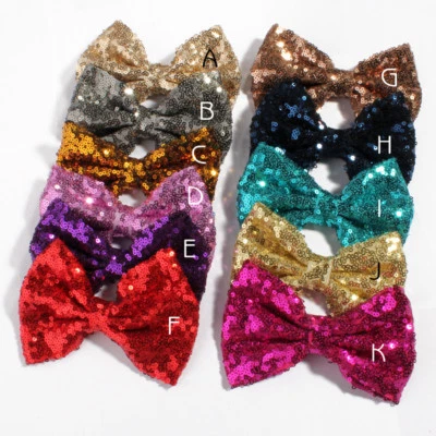 20PCS 13cm Newborn Big DIY Shiny Sequin Hair Bows NO CLIPS - Image 1 of 4