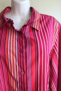 Tommy Hilfiger Corduroy Shirt Womens 18 1X Plus Red Striped Cotton LS Button Up - Picture 1 of 7
