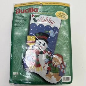 Bucilla 84142 SNOWMAN Felt Applique Kit, 18" Diagonal Stocking - New Sealed - Picture 1 of 5