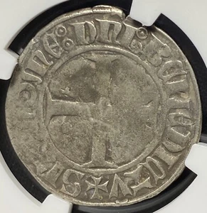 FRANCE King Charles VI 1380-1422 AD Medieval Silver Blanc Joan of Arc Coin NGC F - Picture 1 of 5